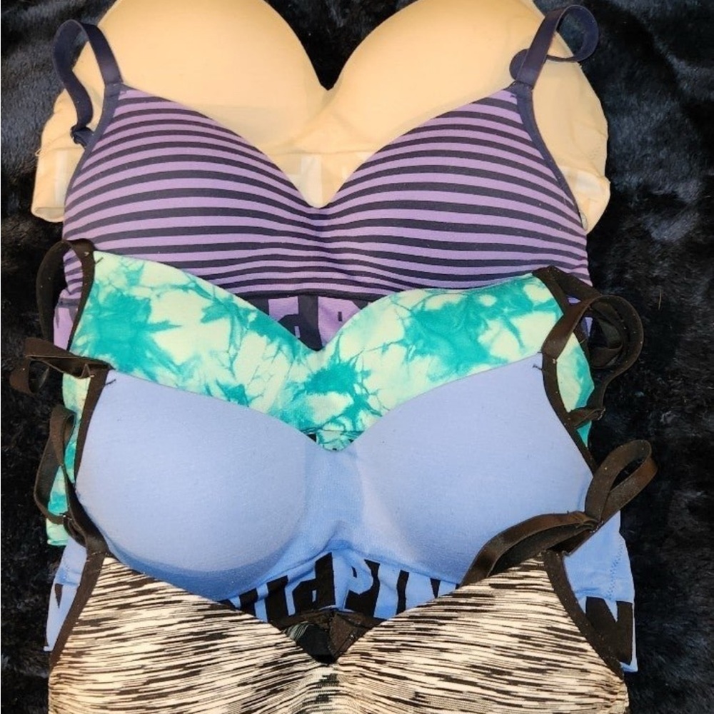 PINK Victoria's Secret Purple and Green Bras Intimates Collection